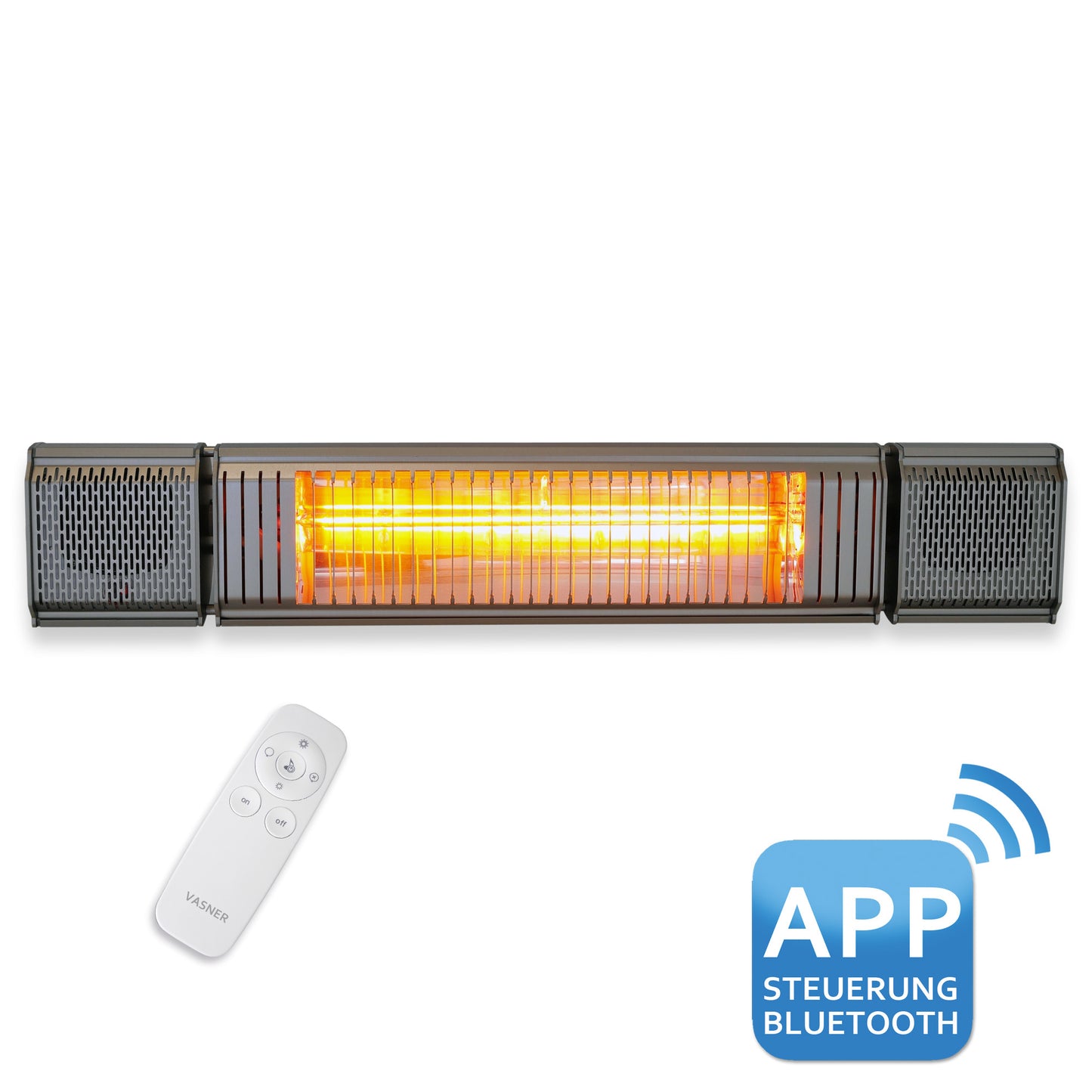 VASNER Appino BEATZZ 2000W grau - unvergessliche Outdoor-Momente mit Wärme und Musik