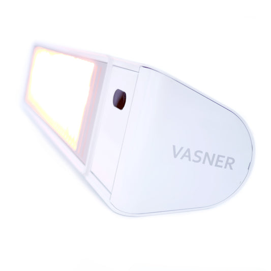 VASNER Teras X20 weiß Seitenansicht - IP65 wetterfester Heizstrahler für bis zu 25 m²