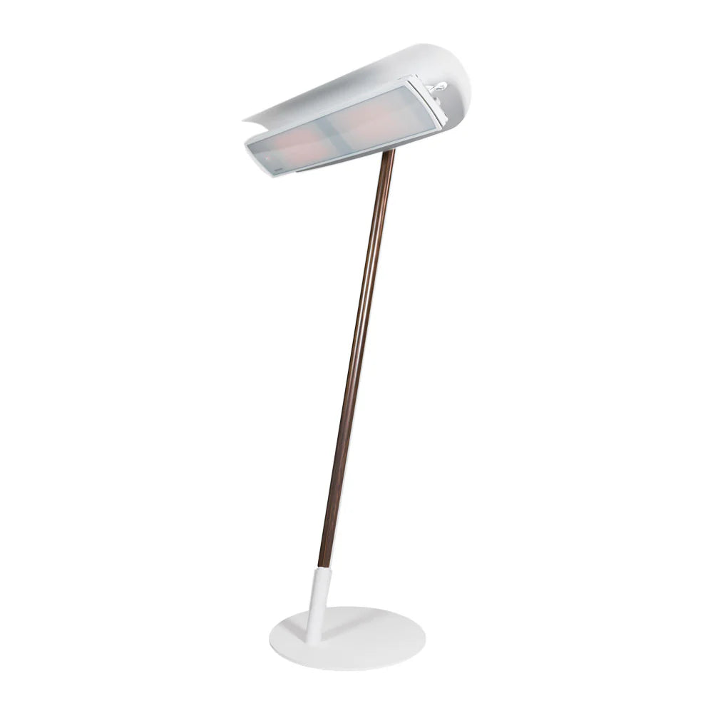 Heatscope FREE STATIV weiß Holzoptik mit Vision 2200 - wetterfeste Standlösung für Außenbereiche
