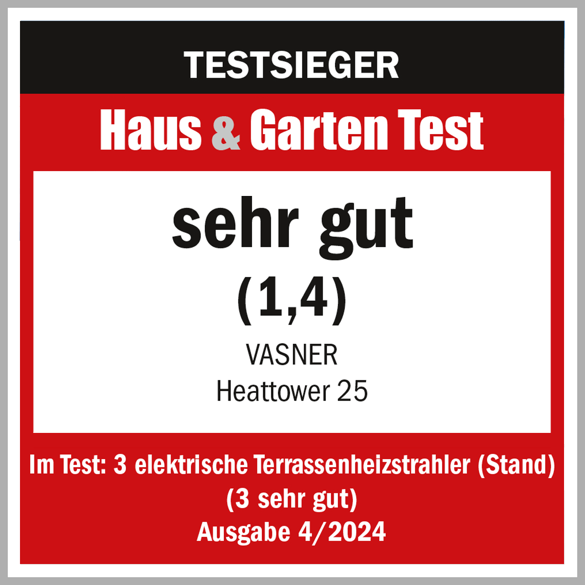VASNER HeatTower Haus & Garten Test - ausgezeichneter Infrarot-Standheizstrahler
