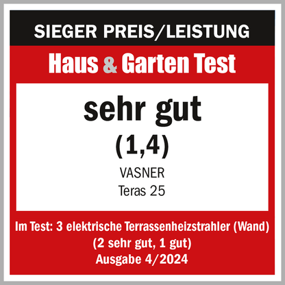 VASNER Teras 25 Haus & Garten Test - ausgezeichneter Infrarot-Terrassenstrahler
