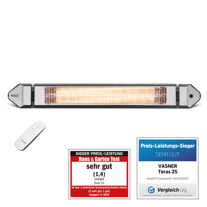 VASNER Teras 25 Terrassenstrahler 2500W schwarz - Testsieger für Terrassen
