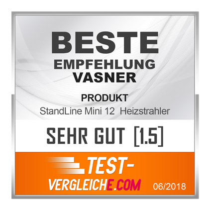 VASNER StandLine Mini Testsieger 2018 - ausgezeichneter kompakter Standheizstrahler
