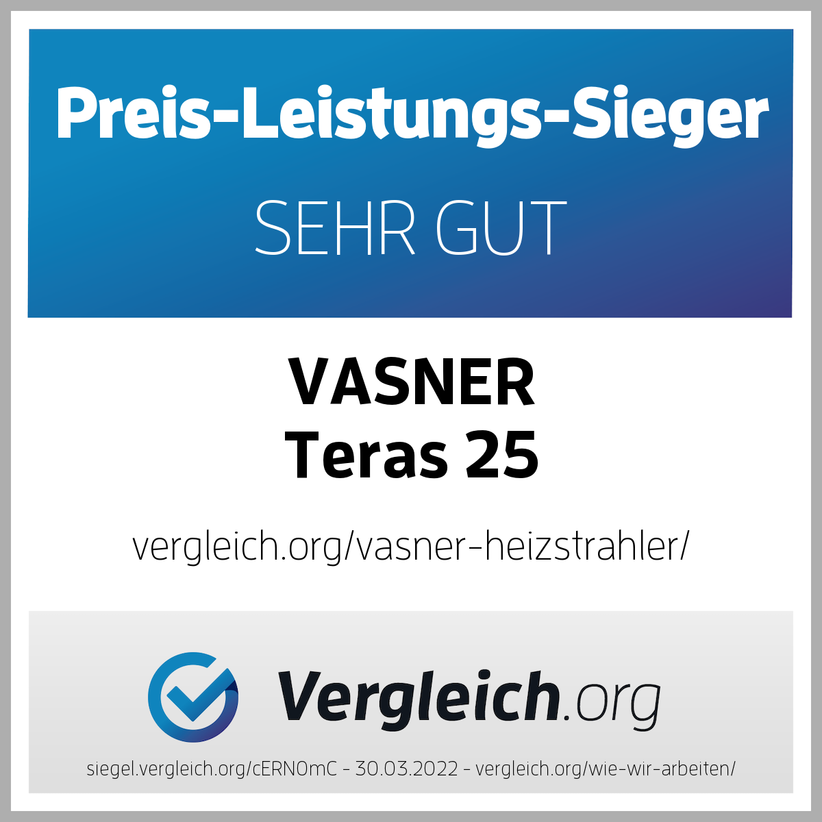 VASNER Teras 25 Testsieger Preis-Leistung - beste Carbon-Infrarotheizung

