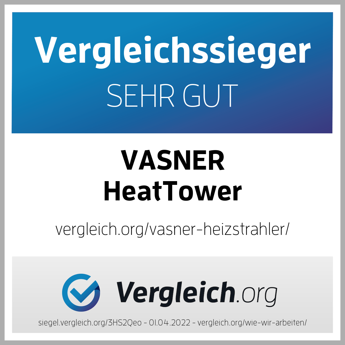 VASNER HeatTower Testsieger - ausgezeichneter Stand-Heizstrahler im Vergleich
