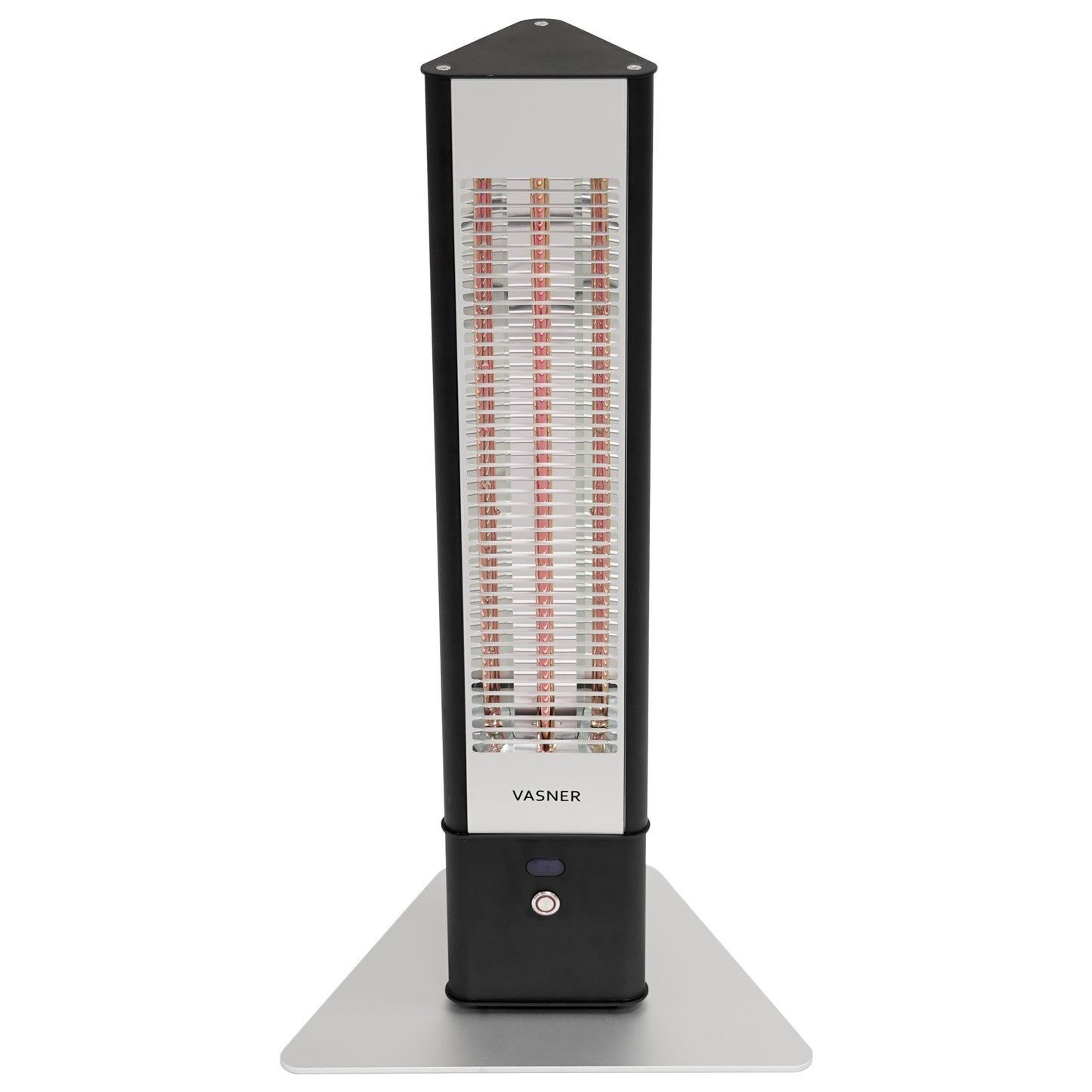 VASNER HeatTower Mini 1500W schwarz Frontansicht - starke Infrarotwärme für Terrasse
