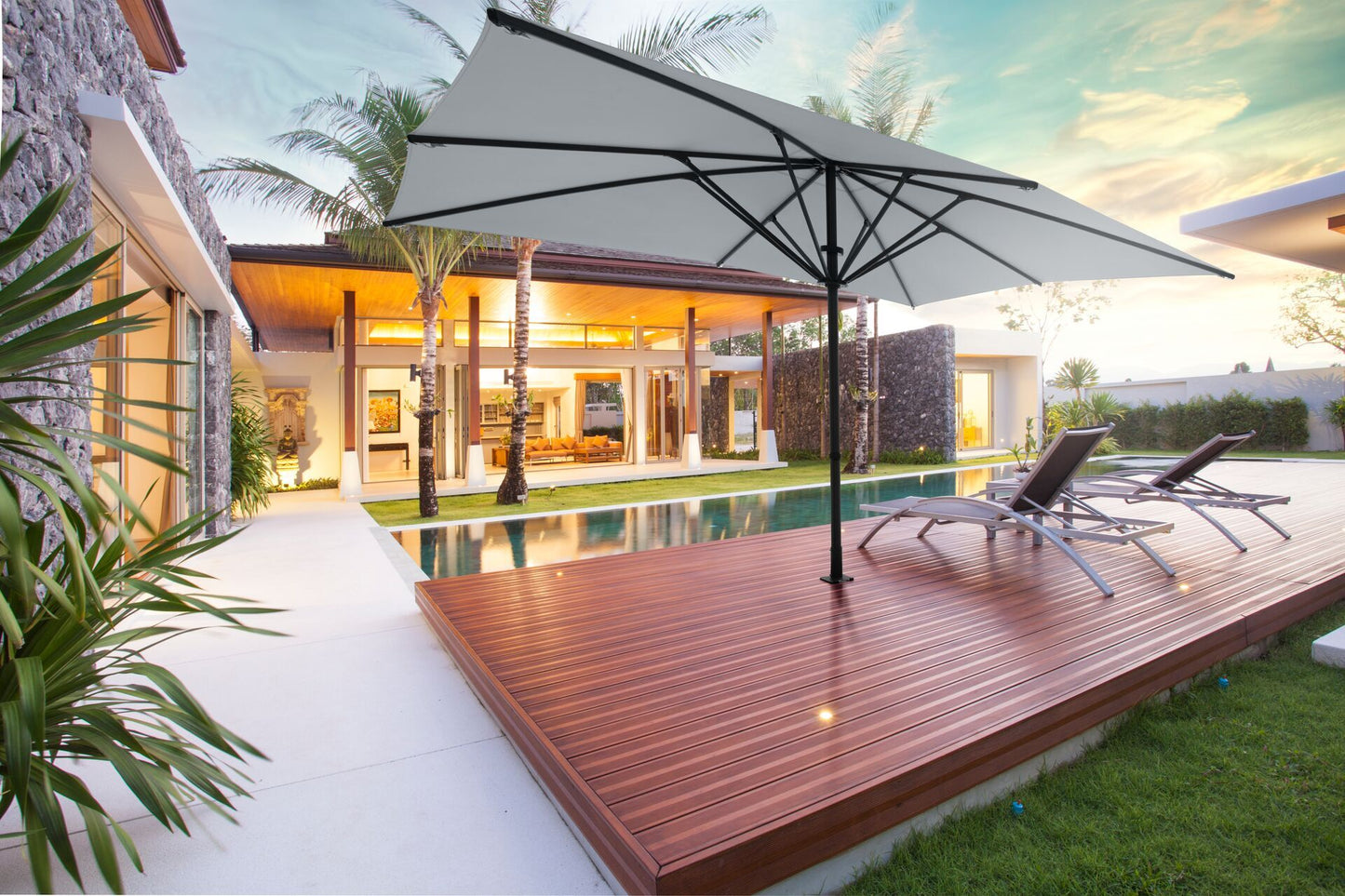 Bahama Pure rechteckiger Sonnenschirm am Pool - großflächiger Schutz vor Witterung
