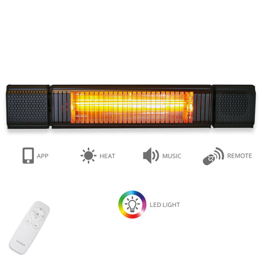 VASNER Appino BEATZZ schwarz mit Fernbedienung - IP65 wetterfester Heizstrahler für Terrassen
