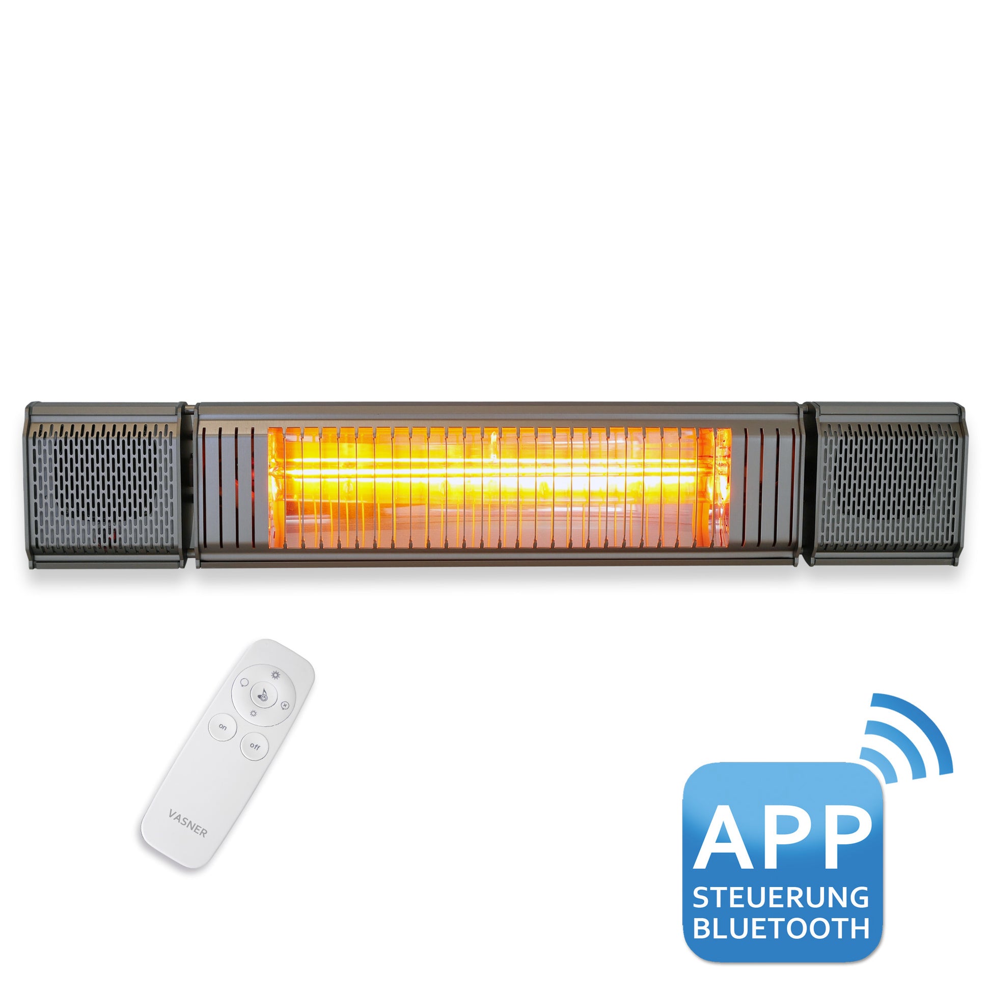 VASNER Appino BEATZZ 2000W grau - unvergessliche Outdoor-Momente mit Wärme und Musik
