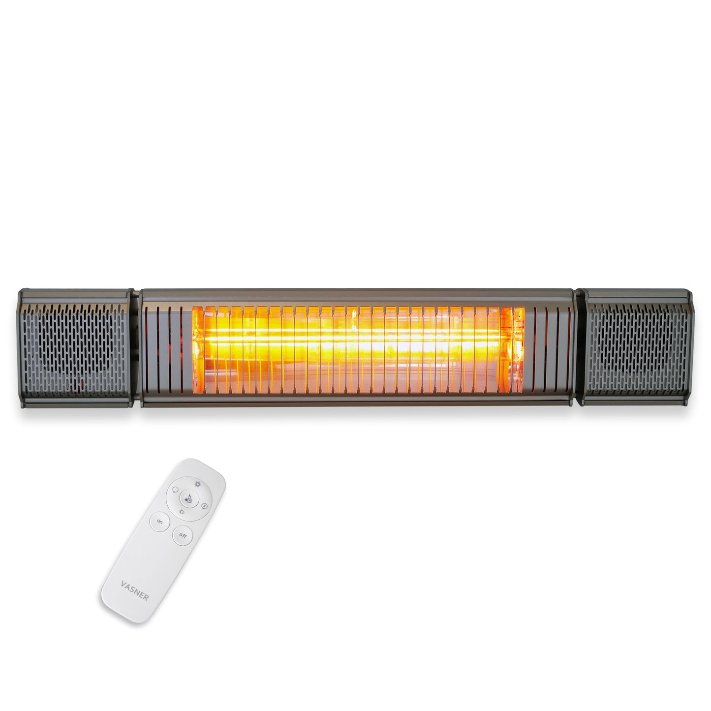 VASNER Appino BEATZZ Heizstrahler 2000W grau - Infrarotstrahler mit Bluetooth und LED-Licht
