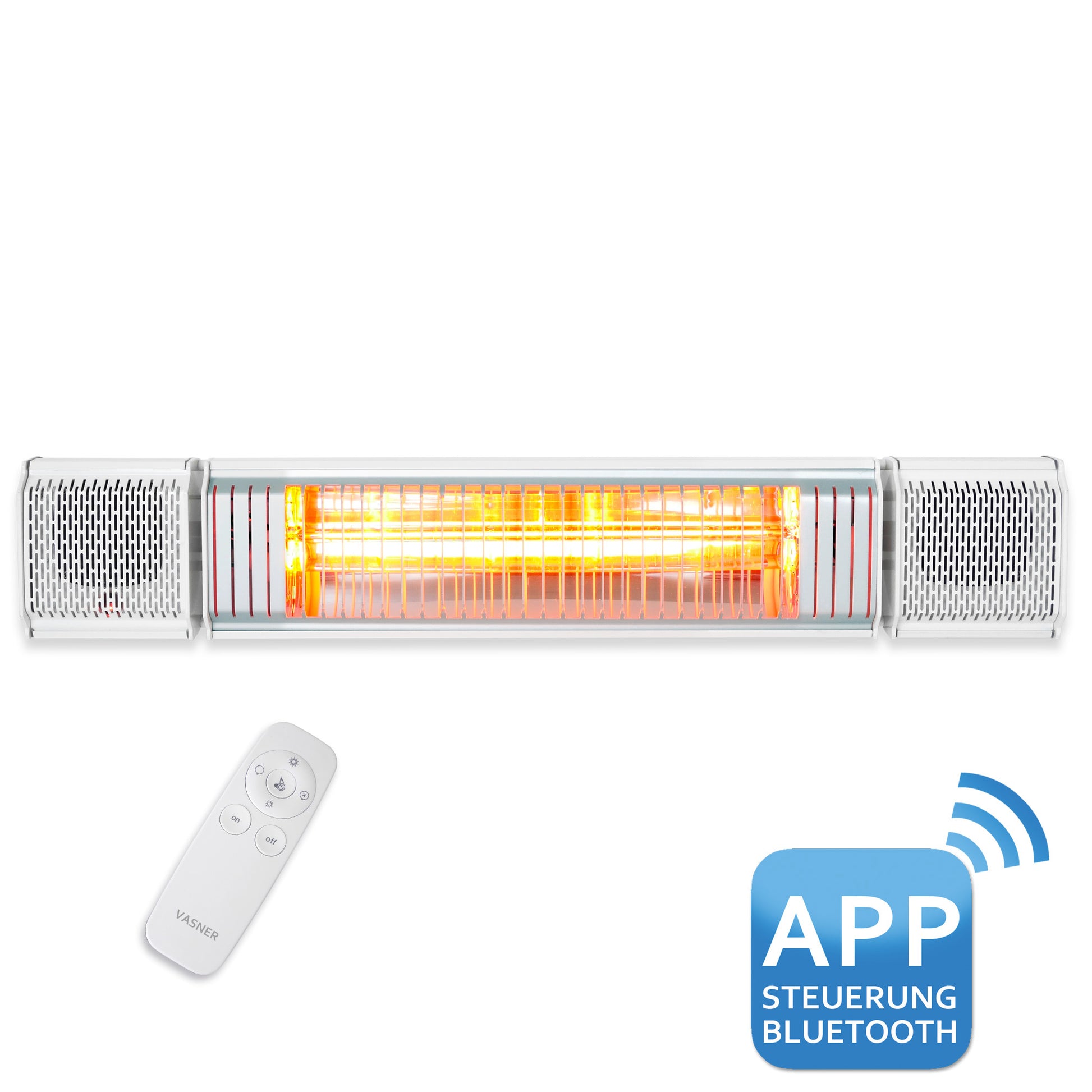 VASNER Appino BEATZZ Heizstrahler weiß - Musik-Streaming für Outdoor-Events
