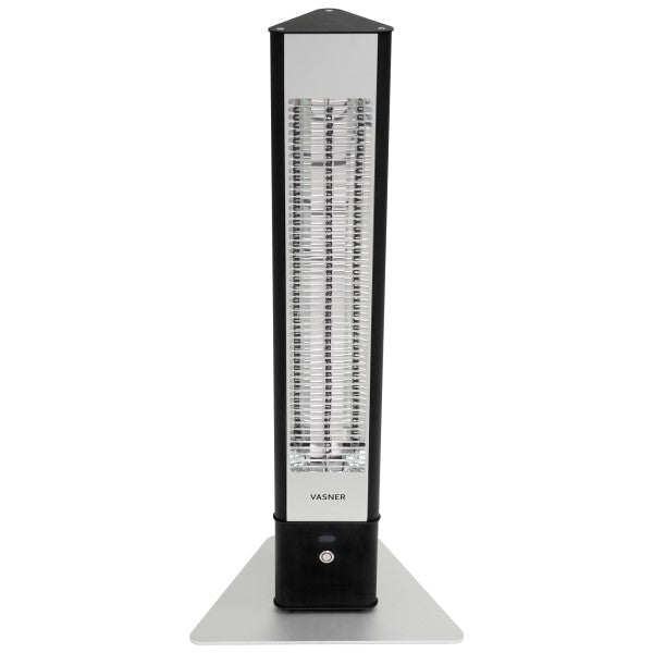 VASNER HeatTower 2500W schwarz Frontansicht - IP65 Schutz für professionellen Einsatz
