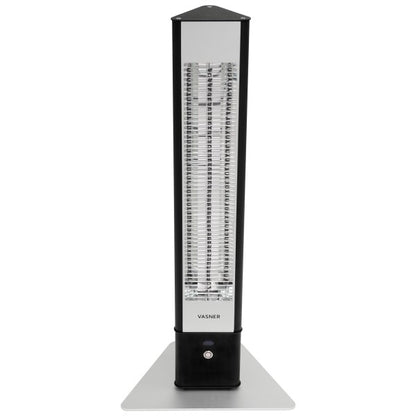 VASNER HeatTower 2500W schwarz Frontansicht - IP65 Schutz für professionellen Einsatz
