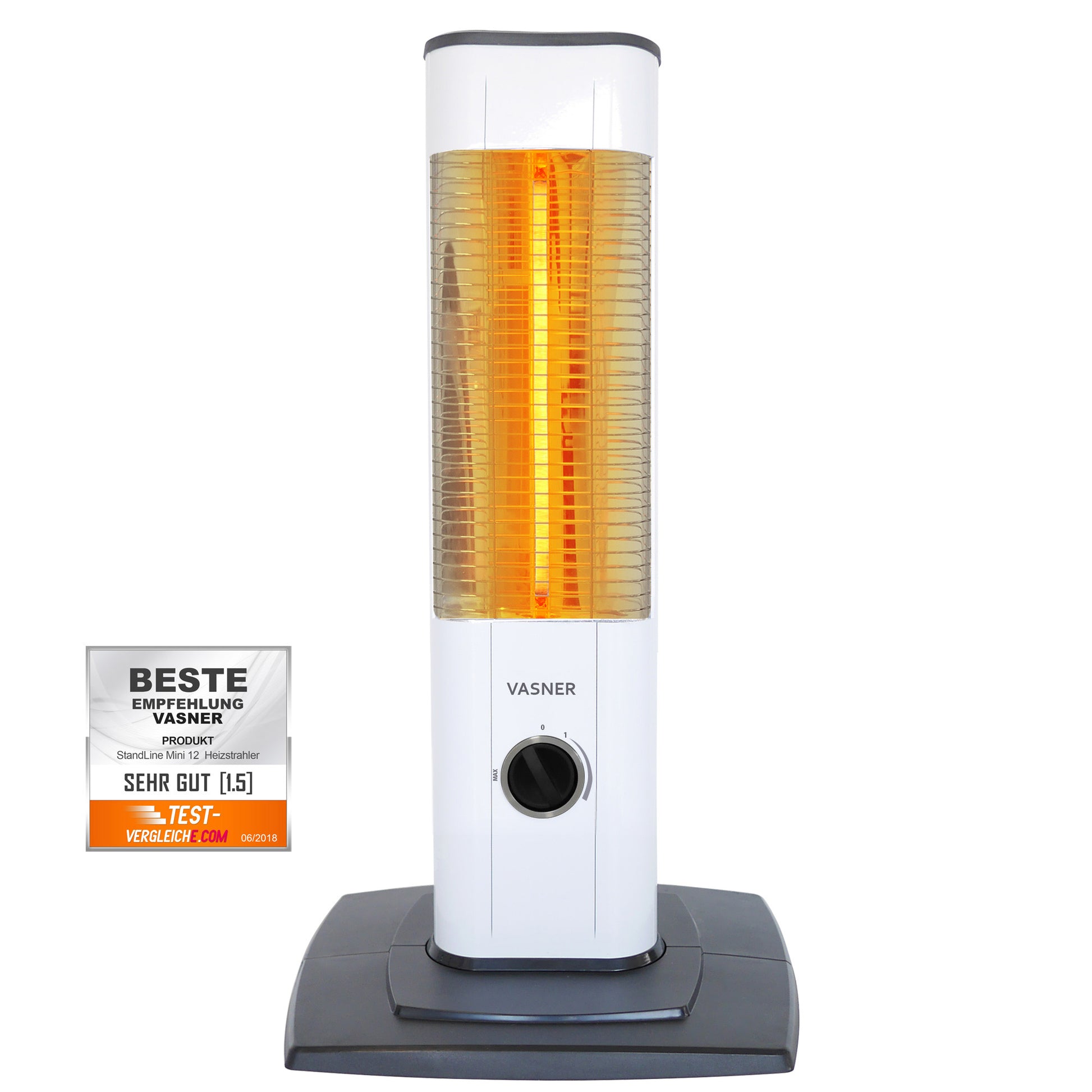 VASNER StandLine Mini 15 Stand Heizstrahler 1500W weiß - kompakter Infrarotstrahler für Terrassen
