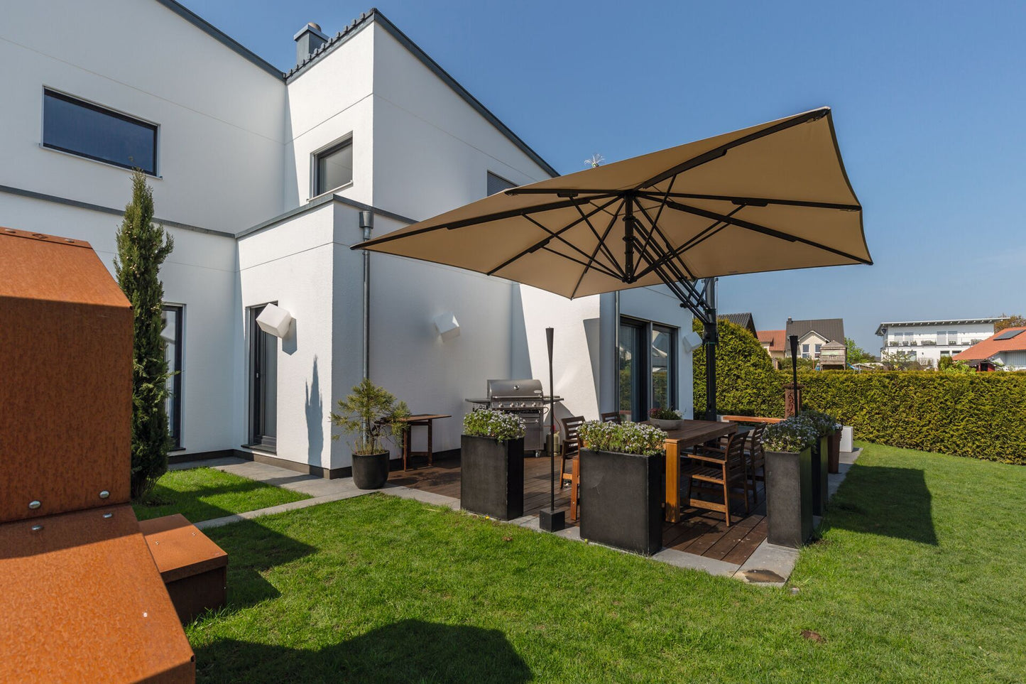 Bahama Jumbrella outSite Sonnenschirm Detail - hochwertige Verarbeitung und Materialien
